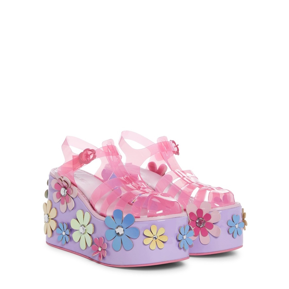 Floral Jelly Platform Sandals